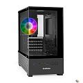 Exegate EX298221RUS Корпус Minitower ExeGate i3 SEA (mATX, без БП, 1*USB+1*USB3.0, HD аудио, черный, 1 вент. 12см с RGB подсветкой, передняя и бокова