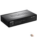 D-Link DES-1008P/C1A Неуправляемый коммутатор с 8 портами 10/100Base-TX (4 порта с поддержкой PoE 802.3af (15,4 Вт), PoE-бюджет 52 Вт)