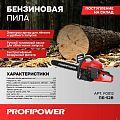 Бензиновая пила PROFIPOWER ПБ-52B с электростартером (52см?, 45см, 72звенья, 1.5мм, Li-ion-1шт, 2.0Ач, З/У) [F0012]