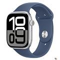 Apple Watch Series 10 42mm Silver Aluminium Case with Denim Sport Band - S/M (MWWA3ZP/A)