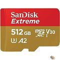 Micro SecureDigital 512GB SanDisk microSDXC Class 10 UHS-I A2 C10 V30 U3 Extreme 190MB/s