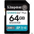 SecureDigital 64GB Kingston Canvas Go Plus G4 200R V30
