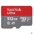 Micro SecureDigital 512GB SanDisk Ultra Class 10, UHS-I,  R 150 МБ/с,  адаптер на SD