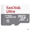 Micro SecureDigital 128GB SanDisk Ultra Class 10, UHS-I, R 100 МБ/с,  адаптер на SD"