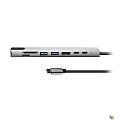 Bion Мульти переходник USB Type-C - 2*USB Type-C/2*USB-A 3.0/HDMI/SD/TF/RJ-45 100мб/с, 100W, длина кабеля 20см [
