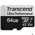 Micro SecureDigital 64GB Transcend Ultra Perfomrance microSDXC Class 10 UHS-I U3, V30, A2, (SD адаптер), TLC