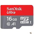 Micro SecureDigital 16GB SanDisk microSDHC Class 10 Ultra UHS-I A1 100MB/s (SDSQUAR-016G-GN6MN)