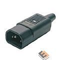 Hyperline CON-IEC320C14 Разъем IEC 60320 C14 220В 10A на кабель (плоские выступающие штыревые контакты в пластиковом обрамлении), прямой