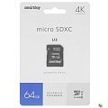 Micro SecureDigital 64GB Smartbuy Advanced Class 10/U3/V30/A1; R/W up to 90/55 (с адаптером SD)