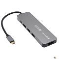 Gembird Док-станция Type-C 5в1: 3xUSB3.1, PD100W, HDMI, кабель 17см, алюминий (UHB-D1)
