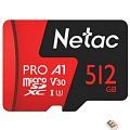 Micro SecureDigital 512GB NeTac P500 Extreme Pro MicroSDXCV30/A1/C10 up to 100MB/s [NT02P500PRO-512G-S]