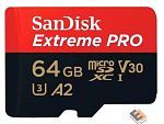 Micro SecureDigital 64GB SanDisk Extreme Pro microSD UH for 4K Video on Smartphones, Action Cams & Drones 200MB/s Read, 90MB/s Write, Lifetime 