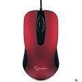 Gembird MOP-400-R красный USB {Мышь, бесшумный клик, 2 кнопки+колесо кнопка, 1000 DPI,  soft-touch, кабель 1.45м, блистер}
