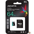 Micro SecureDigital 64GB A-Data AUSDX64GUI3V30SA2-RA1 Premier Pro + adapter  Class10