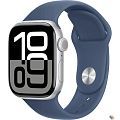 Apple Watch Series 10 42mm Silver Aluminium Case with Denim Sport Band - S/M (MWWA3LW/A)
