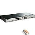 D-Link DGS-1510-28X/A1A PROJ Настраиваемый L2+ стекируемый коммутатор с 24 портами 10/100/1000Base-T и 4 портами 10GBase-X SFP+