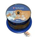 Verbatim  Диски DVD-R  4.7Gb 16х, Wide Photo InkJet Printable, 50шт, Cake Box (43533/43649)