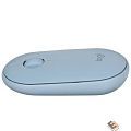 910-006655 Мышь беспроводная Logitech PEBBLE M350 Blue голубая, оптическая, 1000dpi, 2.4GHz, USB-ресивер, бесшумная, под обе руки