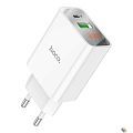 HOCO Зарядное устройство с дисплеем Hoco 18Вт, 3А, QC3.0/PD, 1xUSB, 1XType-C, C100A, белый, коробка