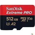 Micro SecureDigital 512GB SanDisk microSDXC Class 10 UHS-I A2 C10 V30 U3 Extreme Pro (SD адаптер) 200MB/s [SDSQXCD-512G-GN6MA]