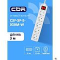CBR Сетевой фильтр CSF SP-5-030M-W, 10A, 5 евророзеток, защита от детей, 3x0.75мм2, медь, 3 м, белый