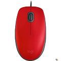 Мышь Logitech M110 Silent, оптическая, проводная, USB, красный и черный [910-005501 ]