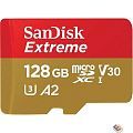 Micro SecureDigital 128GB SanDisk microSDXC Class 10 UHS-I A2 C10 V30 U3 Extreme 190MB/s [SDSQXAA-128G-GN6MN]