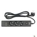 PowerCube Бытовой удлинитель (PC-6B-2M) 3р с/з вык.,3USB, 3500 Вт, 16А, 1.9 м, 3*1,0 (черный) {22310}