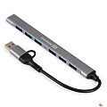 Exegate EX299790RUS USB-Хаб (концентратор) 7-в-1 ExeGate DUB-761C3 (кабель-адаптер USB Type-A + Type-C --> 6xUSB2.0,