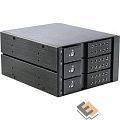 Procase T3-203-SATA3-BK {Hot-swap корзина 3 SATA3/SAS 6Gb (черный) hotswap trayless aluminium mobie rack module (2x5,25) 1xFAN 80x15mm}