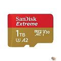 Micro SecureDigital 1TB SanDisk 1024GBEXTREME Class 10, UHS-I, W130, R 190 МБ/с,  без адаптера на SD