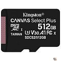 Micro SecureDigital 512Gb Kingston Class 10 UHS-I U3 Canvas Select Plus SDCS2/512GBSP w/o adapter