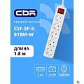 CBR Сетевой фильтр CSF SP-5-018M-W, 10A, 5 евророзеток, защита от детей, 3x0.75мм2, медь, 1.8 м, белый