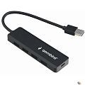 Gembird Разветвитель USB3.1 4xUSB, с доп.питанием (порт Type-C), кабель USB 19см, черный, коробка (UHB-C414)