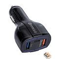 ORIENT QC-12V3B Автомобильное зарядное устройство с функцией быстрой зарядки, поддержка Quick Charge 3.0, 2xUSB-A + 1xUSB Type-C: QC выход - 5В,3.0A/ 