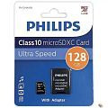 Micro SecureDigital 128GB Philips microSDHC Class 10 (SD адаптер) (FM12MA45B/97)