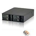 Procase L2-104-SATA3-BK {Hot-swap корзина 4 SATA3/SAS, черный, с замком, hotswap mobie rack module for 2,5" HDD(1x5,25)