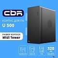 CBR Корпус ATX Miditower U500, без БП, 1*USB 3.0 Type-C, 1*USB 3.0, 1*USB 2.0, HD Audio+Mic, Black [PCC-ATX-U500-WPSU]