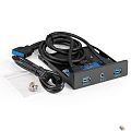 Exegate EX298351RUS Планка USB на переднюю панель ExeGate U3H-627S, 3,5", 2*USB3.0+HD Audio Combo, черная, металл,
