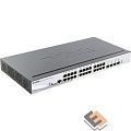 D-Link DGS-1510-28XMP/A1A PROJ Управляемый L2+ стекируемый коммутатор с 24 портами 10/100/1000Base-T и 4 портами 10GBase-X SFP+ (24 порта PoE 802.