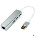 Bion переходник USB3.0 -> RJ-45/3*USB3.0, 1000mbps, алюминиевый корпус, 20 см [BXP-USBA-LAN-USB]