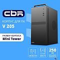 CBR Корпус mATX Minitower V205, без БП, 1*USB 3.0, 1*USB 2.0, HD Audio+Mic, ручка, каркас металл 1.8мм,  Black [PCC-MATX-V205-WPSU]