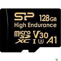 Micro SecureDigital 128GB Silicon Power Class 10  High Endurance UHS-I V30 A1 (R/W 100Mb/s) + SD адаптер   (SP128