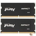 Память оперативная/ Kingston 32GB 4800MT/s DDR5 CL38 SODIMM (Kit of 2) FURY Impact PnP KF548S38IBK2-32